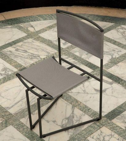 Mario BOTTA (Né en 1943) Rare chaise «Botta 91» - 1991 Structure en tube d'acier...