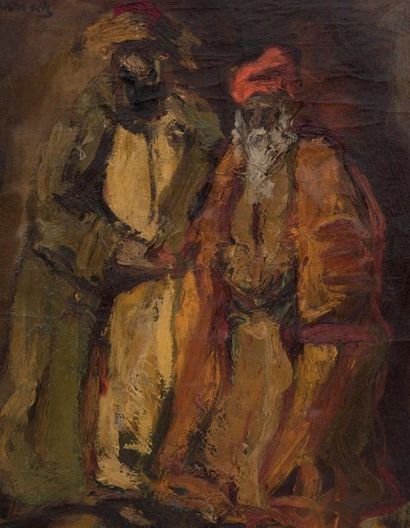 Emmanuel MANE-KATZ (1894-1962) Les deux rabbins Huile sur toile Signée en haut à...