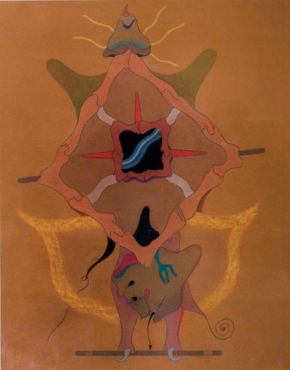 Jorge CAMACHO (Né en 1934) Dieux de force, N°3 - 1997 Crayon et pastels sur papier...