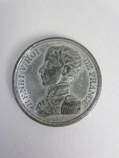 null Médaille figurant Henri V, roi de France, en mémoire du 2 août 1830, 56 mm