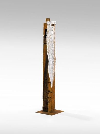 LUBTCHANSKY Jacques (né en 1955) «Axe du Monde» Importante sculpture en pâte de cristal...