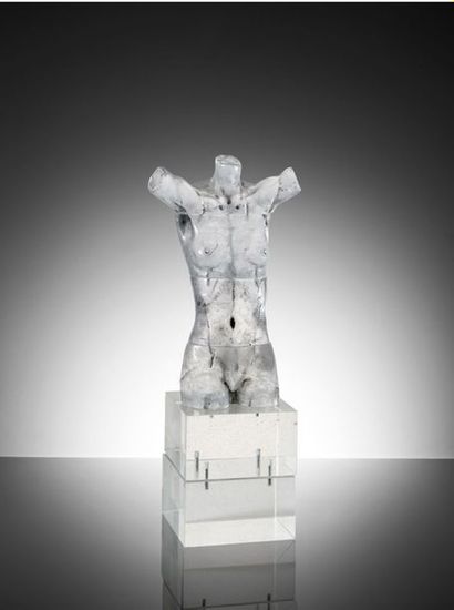 RAINEY Clifford (né en 1948 en Irlande) Buste féminin en verre massif composé d'éléments...