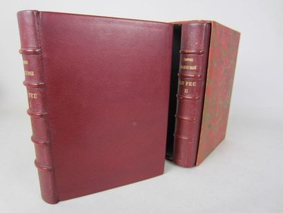 BARBUSSE Henri Le Feu. Edition Ernest Flammarion. 1924. Reliure plein maroquin rouge,...