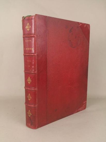 DANTE L'enfer. Paris. Hachette et cie, 1868. Grand in-folio. Demi maroquin rouge...