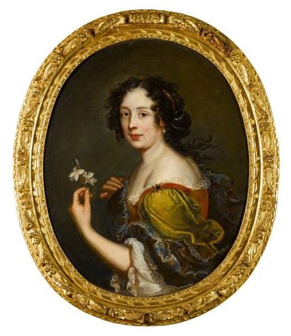 Attribué à Henri GASCARS (vers 1635 - 1701) 
Portrait de dame aux fleurs d'oranger
Toile...