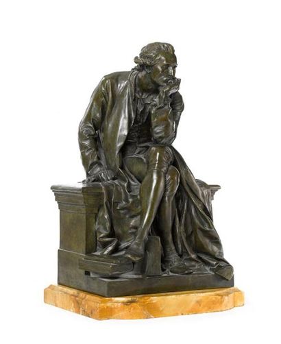Aimé-Jules DALOU (1838-1902) 
Antoine-Laurent Lavoisier
Bronze à patine brun-verdâtre
Fonte...