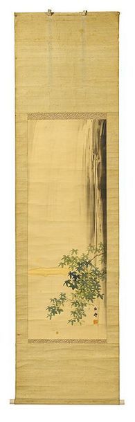 JAPON - Epoque TAISHO (1912 - 1926) Encre polychrome sur soie, bambous.
(Taches)
Montée...
