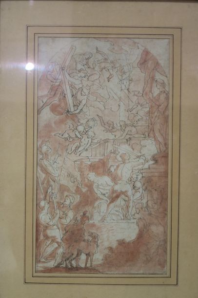 ECOLE ITALIENNE DU XVIIème SIECLE 

Dessin au lavis et plume. 

31 x 17,3 cm