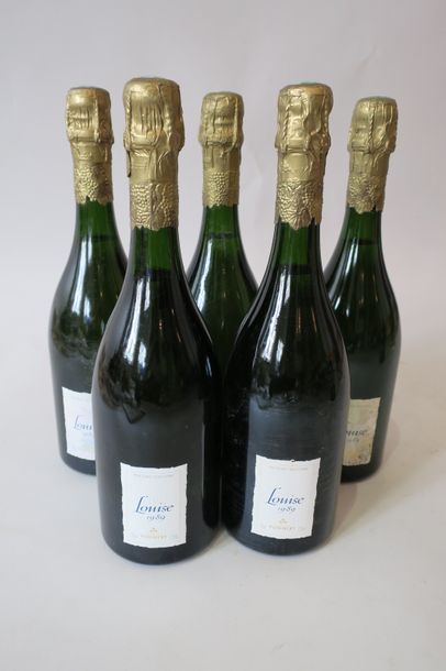 null Cinq bouteilles de champagne Pommery cuvée Louise 1989