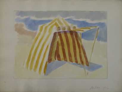 null Théophile, Eugène VERDEAU (1884-1953).

Cabine jaune.
Aquarelle et mine de plomb...