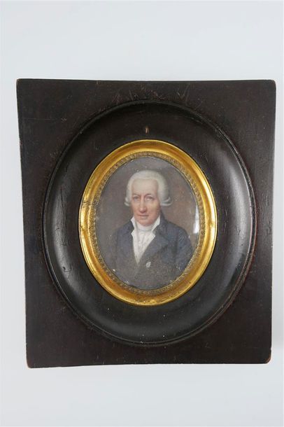 MINIATURE Johan GORBITZ (1782-1853). Portrait d'homme. Miniature ovale, signée en...