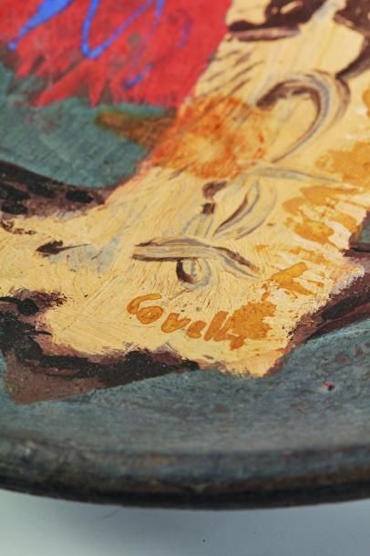 null Jacky COVILLE (1936-)

Coupe en terre cuite peinte d'un décor abstrait sur fond...