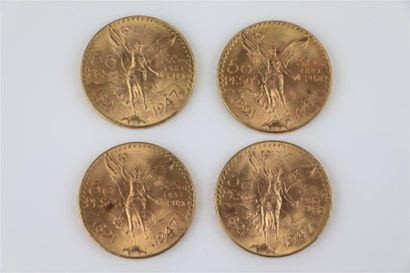 null Quatre pièces de 50 pesos en or.

167,09 grammes
