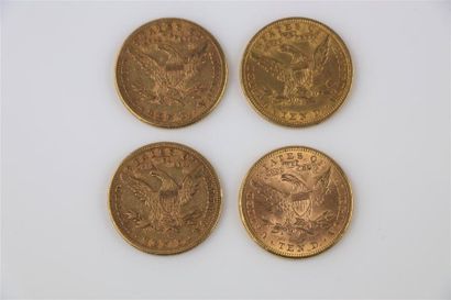null Quatre pièces de 10 dollars or, 1882, 1897, 1898,1907.

Poids : 66,86 gramm...