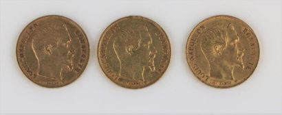 null Trois pièces de 20 francs or, Louis Napoléon Bonaparte, 1852.

Poids: 19,25...