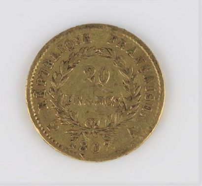 null Une pièce de 20 francs or, Napoléon tête nue, type transitoire, 1807 (A)

Poids...