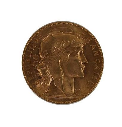 null Pièce de 20 francs or au coq, l'avers figurant une Marianne, 1908.

6,46 gr...