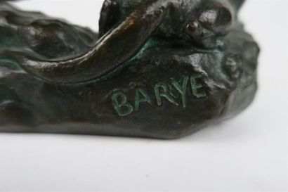 null Antoine Louis BARYE (1796-1875).

Panthère surprenant un zibeth.

Bronze à patine...