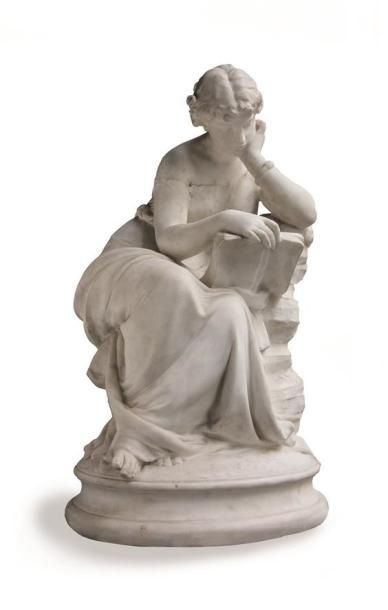 null Émile François CHATROUSSE (1829-1896).

La lecture.

Groupe en marbre blanc,...