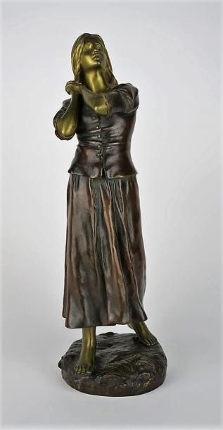 null Raoul François LARCHE (1860-1912).

Jeanne d'Arc.

Groupe en bronze à deux patines,...