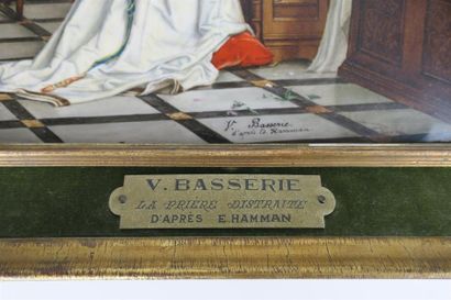 null V.BASSERIE, d'après E.HAMMAN.

La prière distraite.

Peinture sur plaque de...