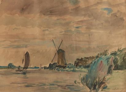null Albert LEBOURG (1849-1928)

La Meuse et le moulin, à Overshie en Hollande.

Aquarelle...