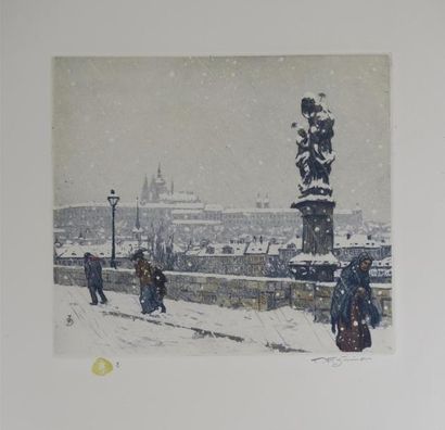 null Tavik Frantisek SIMON (1877-1942).

Trois vues de Prague et de la cathédrale...