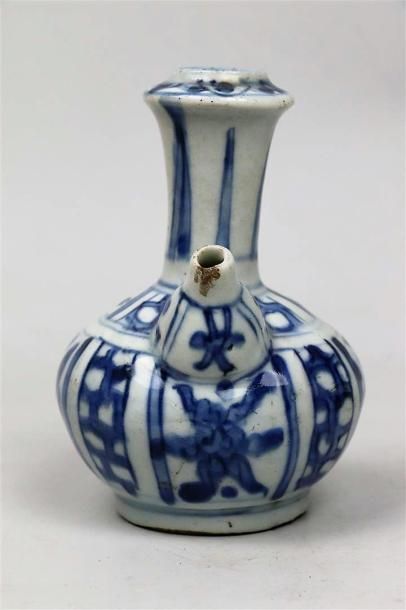 null Petit kendi en porcelaine bleu blanc

Chine, fin de l'époque Ming, XVIIème siècle

La...