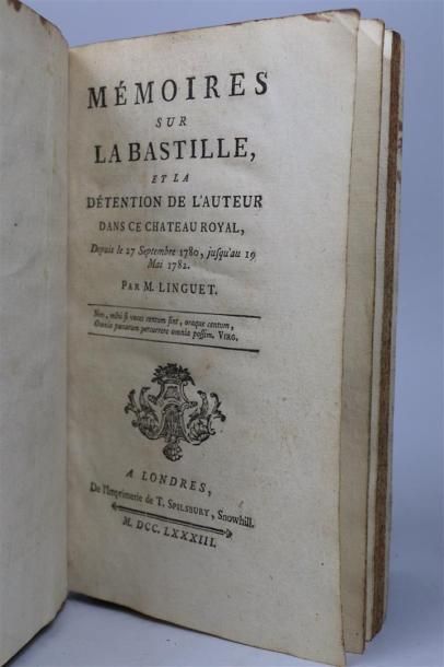 null LINGUET. [Mémoires sur la Bastille et sur la détention de M. Linguet, écrits...