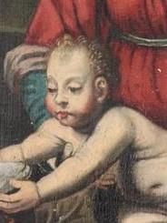 null Ecole italienne du XVIIème siècle.

La Vierge à l'enfant avec Saint Jean Baptiste.

Huile...