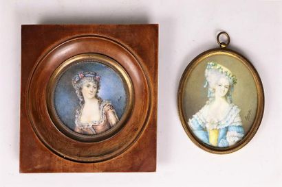 null Portraits de femme du XVIIIème siècle.

Deux miniatures sur ivoire, dans le...