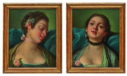 null Ecole française du XIXème siècle, d'après Rotari.

Deux portraits de femme.

Paire...