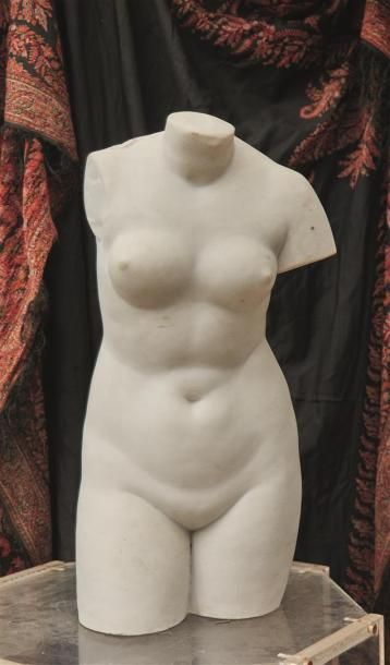 null Grand torse de femme d'après l'Antique en marbre blanc. 

H_60 cm 

