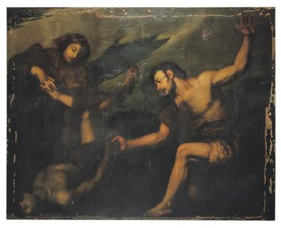 null Ecole VENITIENNE du XVIIème. 

Adam et Eve trouvant Abel mort.

Huile sur toile.

H_187,5...