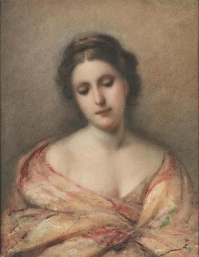 null Ecole française du XIXème siècle 

Portrait de femme 

Huile sur papier sur...