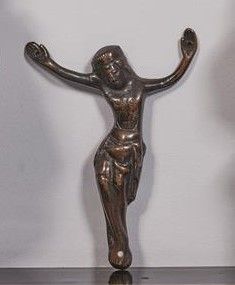 null Christ en bronze à patine brune, représenté genoux pliés, périzonium long, bras...