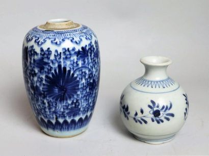 null CHINE, dynastie Qing, XVIIIème siècle.

Deux petits vases en porcelaine bleu...