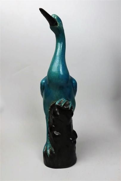 null CHINE, fin du XIXème siècle

Paire de grues en porcelaine émaillée turquoise...