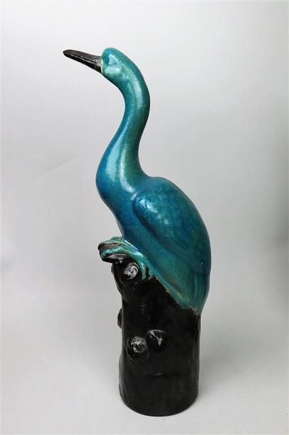null CHINE, fin du XIXème siècle

Paire de grues en porcelaine émaillée turquoise...