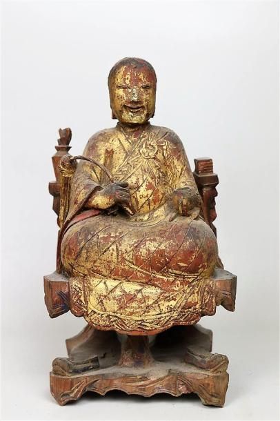 null Statue de moine en bois laqué or et rouge

Chine, dynastie Qing, XIXème siècle

Représenté...