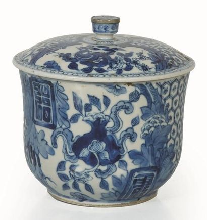 null VIETNAM, fin du XIXème siècle.

Pot couvert en porcelaine bleu blanc.

A décor...