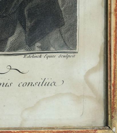 null Hyacinthe RIGAUD (1659-1743), d'après.

Portrait de Jules Hardouin Mansart.

Gravure...