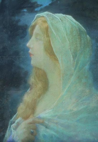null Henri Charles DAUDIN (act.1890-1907).

Portrait de femme symboliste.

Pastel...
