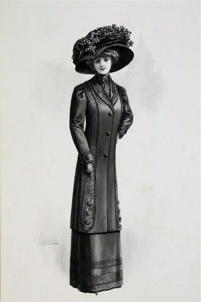 null Ferdinand-Léon MENETRIER (1859-après 1920).

Elégante au chapeau, devant le...