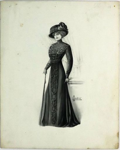 null Ferdinand-Léon MENETRIER (1859-après 1920).

Elégante à l'ombrelle.

Dessin...