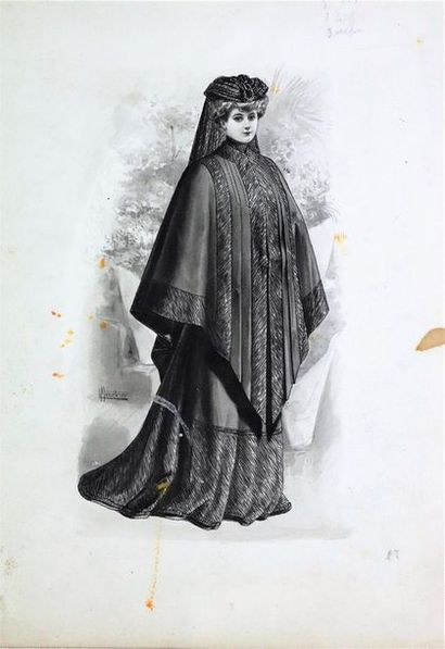 null Ferdinand-Léon MENETRIER (1859-après 1920).

Elégante à la cape, dans une véranda.

Dessin...