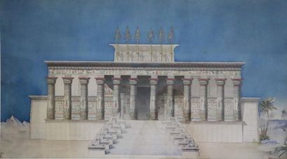 null R. BARBA, atelier P. BLONDEL.

Vue d'un temple égyptien.

Aquarelles sur papier,...