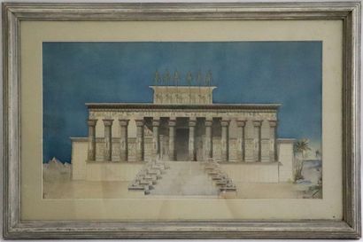 null R. BARBA, atelier P. BLONDEL.

Vue d'un temple égyptien.

Aquarelles sur papier,...
