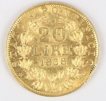 null Pièce en or de 20 lires Pie IX, 1868.

6,44 grammes.