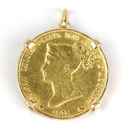 null Pièce en or jaune Impératrice d'Autriche 1815, montée en pendentif.

D_26 mm,...